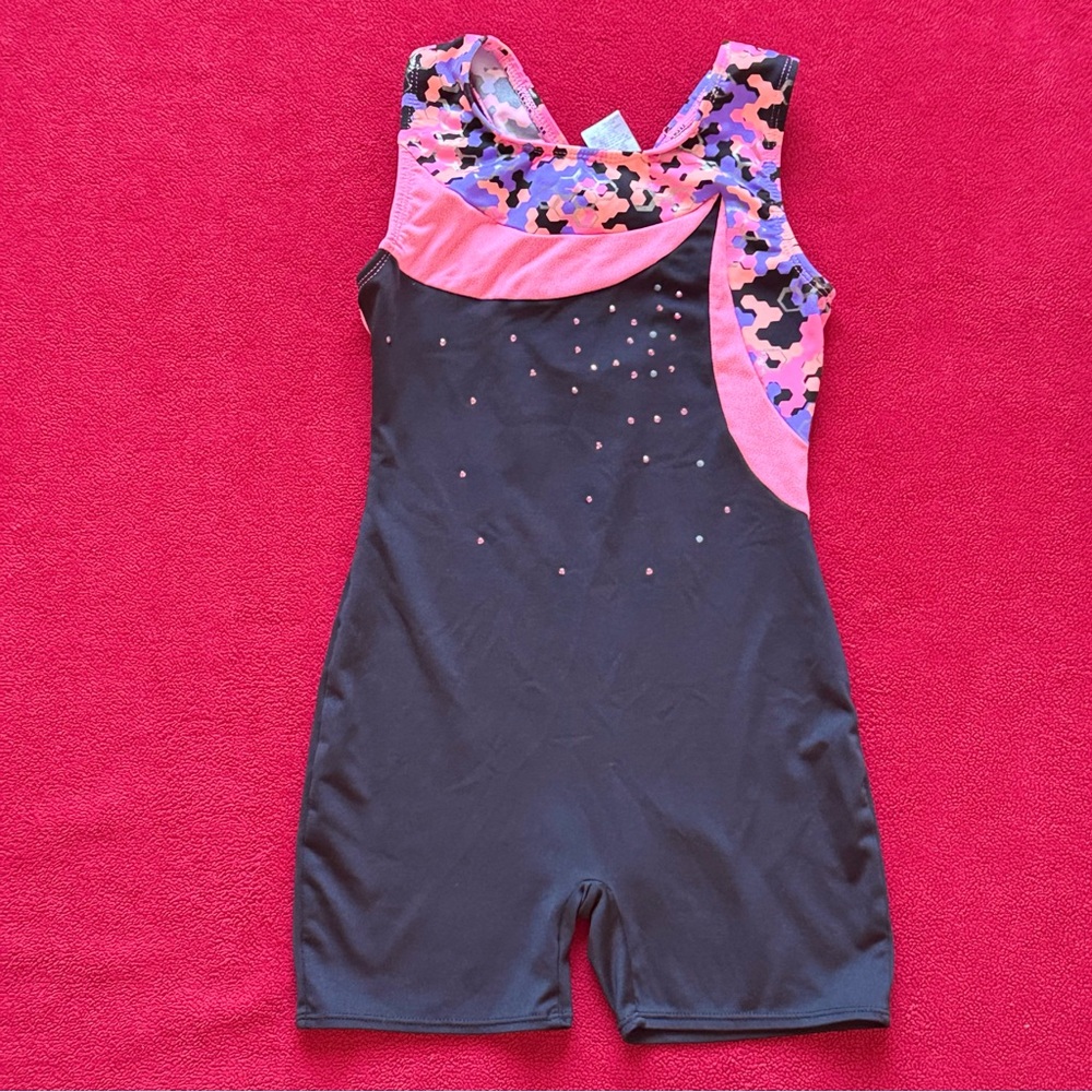 Girls Size 7/8 Medium Freestyle Danskin Black Athletic Gymnastics Dance Leotard